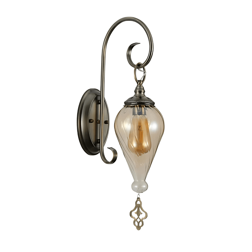 TKLD Wall & Sconce Lights Amber Glass Antique Bronze Metal Body Moroccan Style Wall Light - 40W