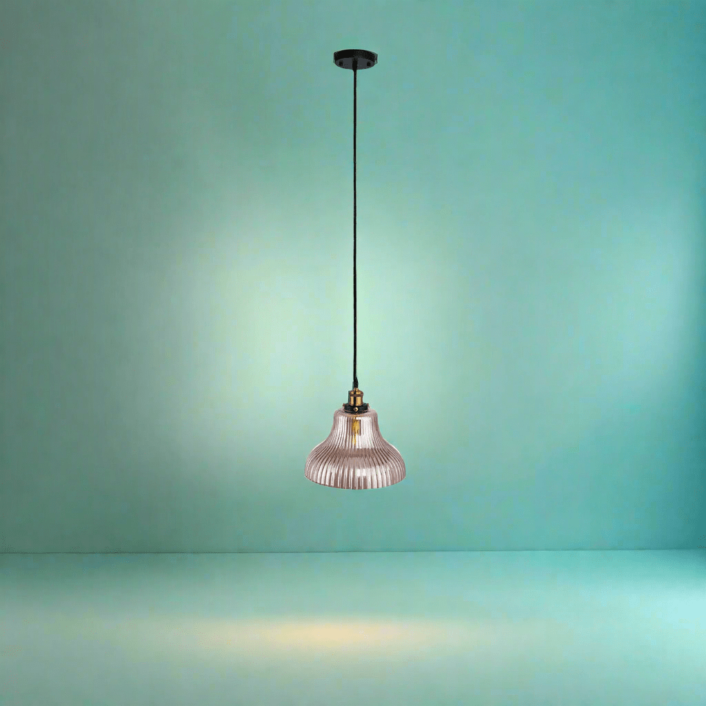 TKLD Pendant & Chandeliers Amber Glass Cone Striped E27 Pendant Ceiling Light