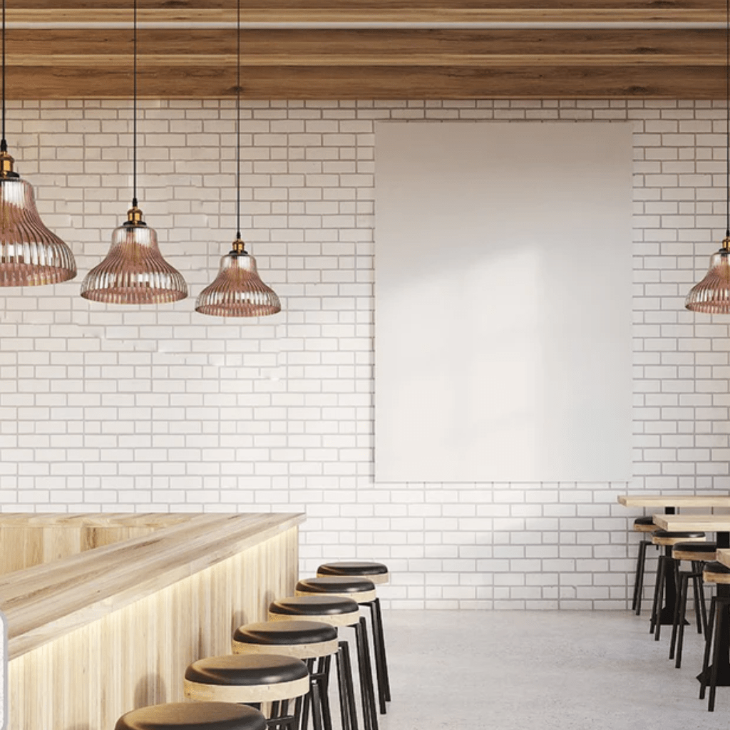 TKLD Pendant & Chandeliers Amber Glass Cone Striped E27 Pendant Ceiling Light