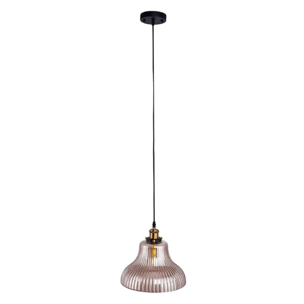 TKLD Pendant & Chandeliers Amber Glass Cone Striped E27 Pendant Ceiling Light