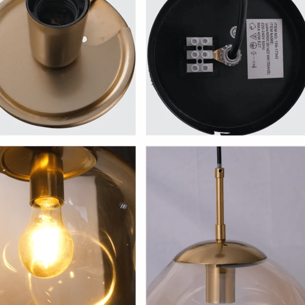 TKLD Pendant & Chandeliers Amber Glass Crater E27 Pendant Ceiling Light