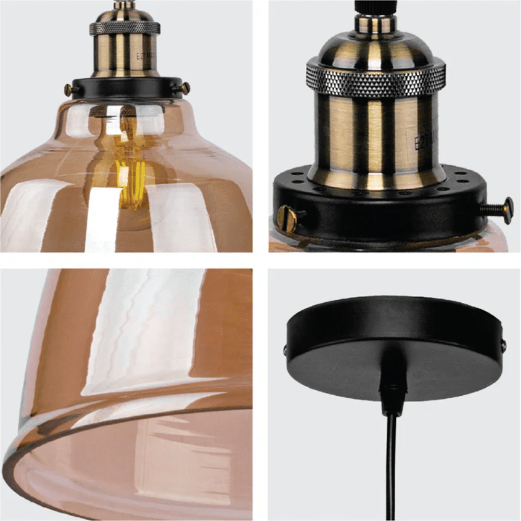 TKLD Pendant & Chandeliers Amber Glass Dome E27 Pendant Ceiling Light
