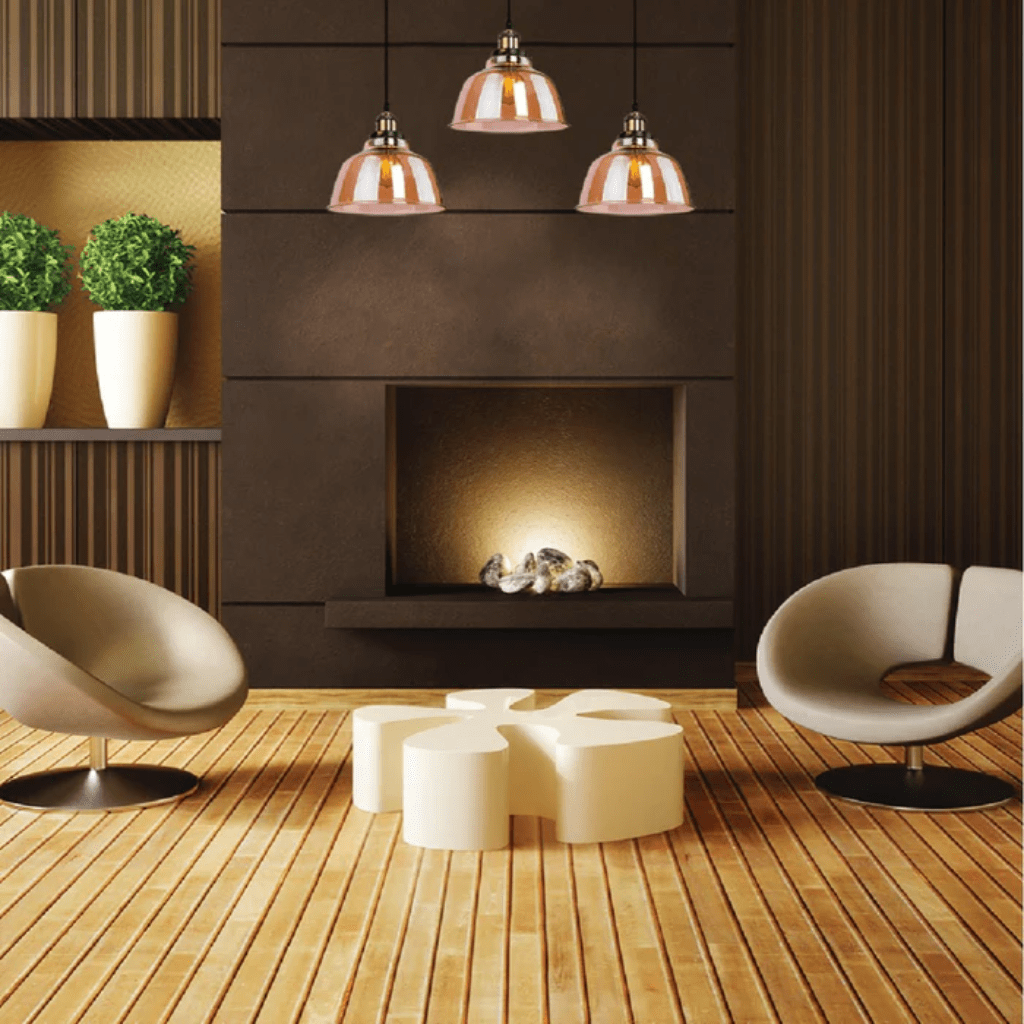 TKLD Pendant & Chandeliers Amber Glass Dome E27 Pendant Ceiling Light