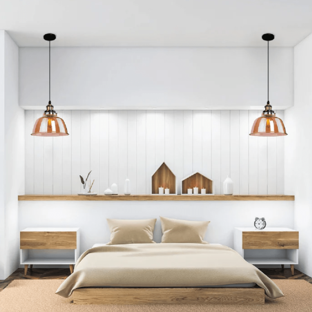 TKLD Pendant & Chandeliers Amber Glass Dome E27 Pendant Ceiling Light