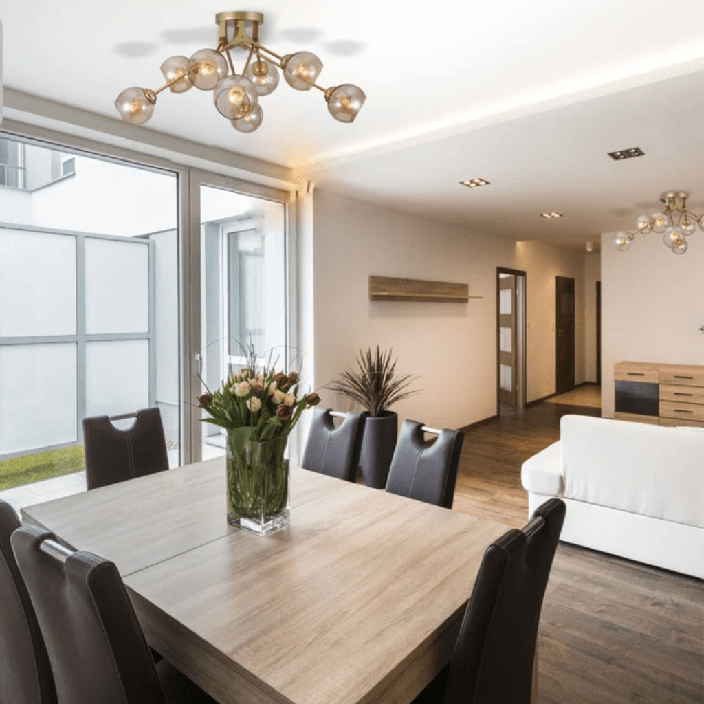 TKLD Ceiling Lights Amber Glass Dome Gold Aluminium Bronze Wishbone Semi Flush E27 Ceiling Light - 8 Lamps