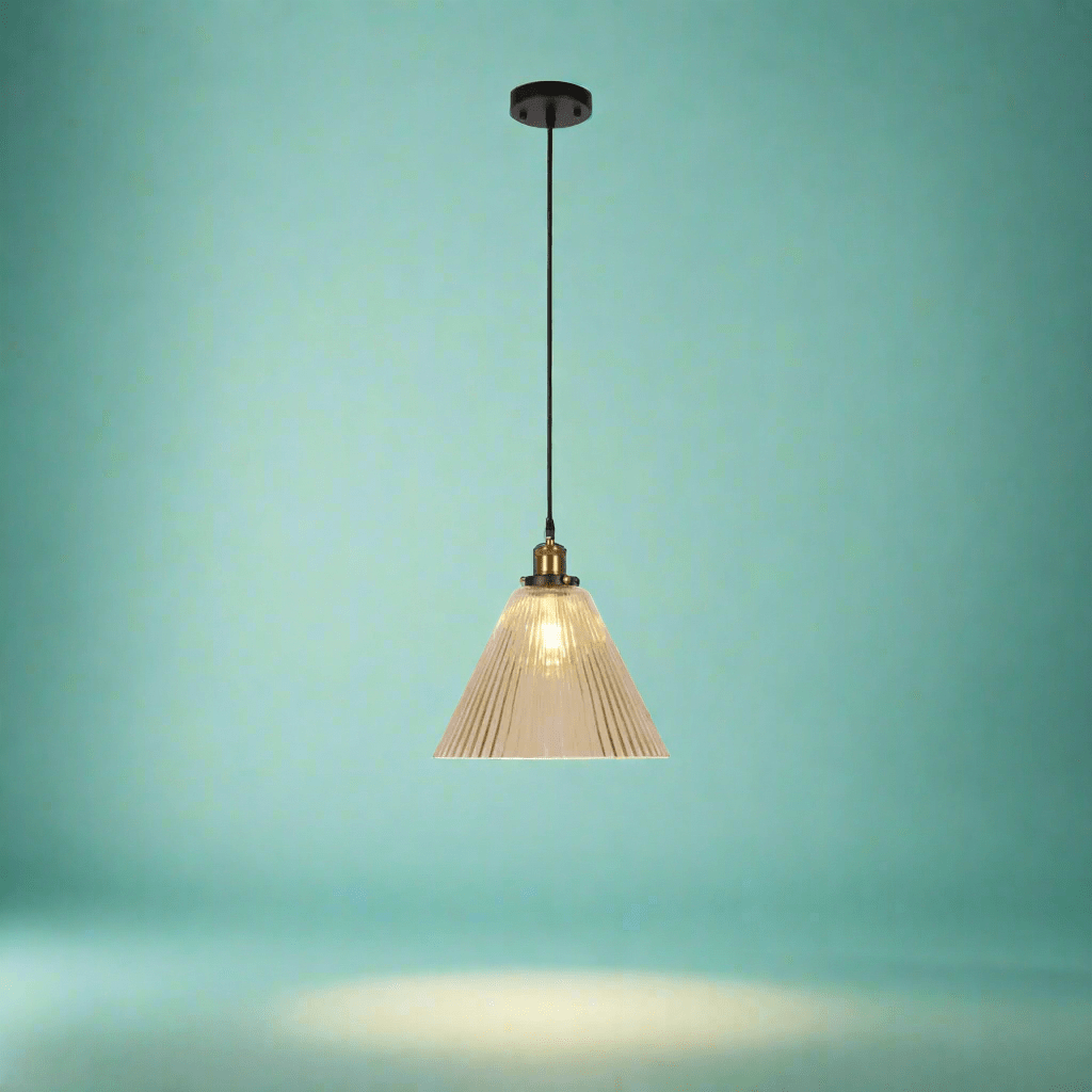 TKLD Pendant & Chandeliers Amber Glass Funnel Striped E27 Pendant Ceiling Light