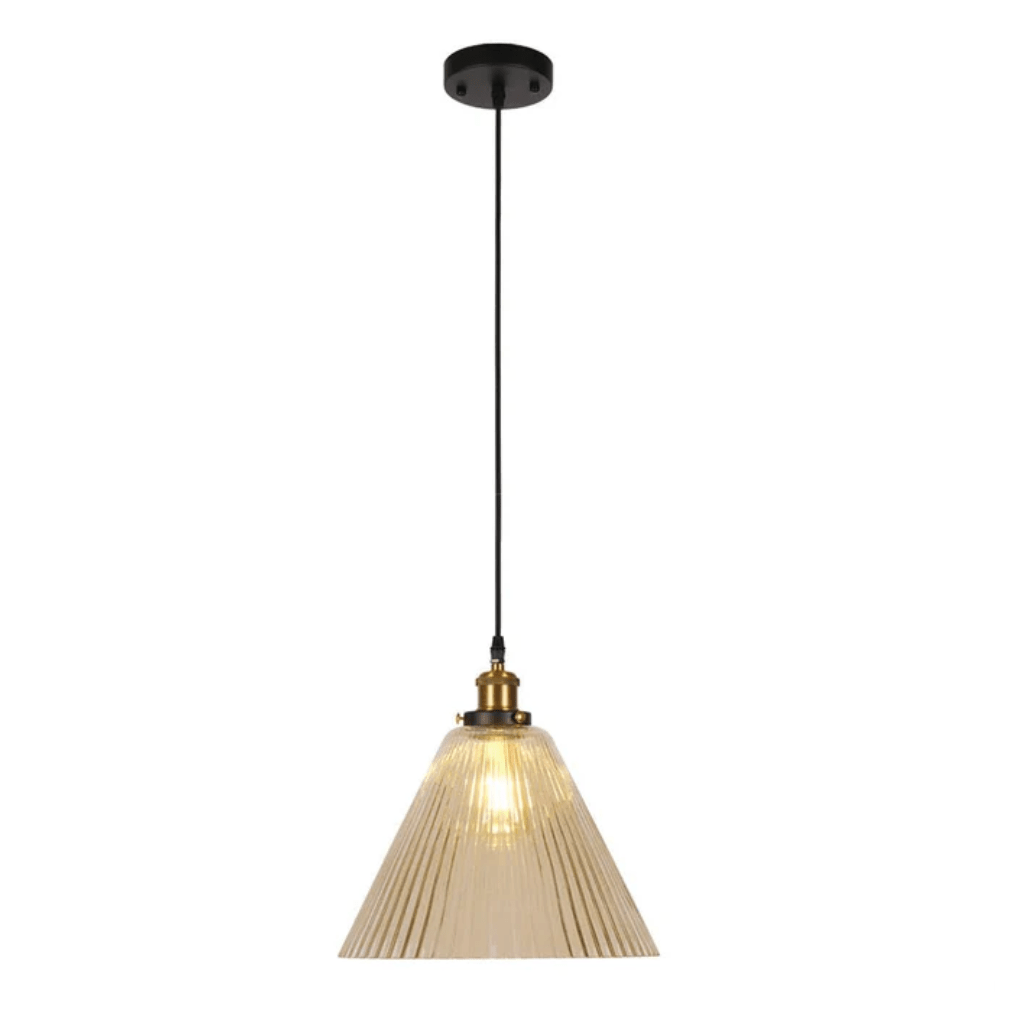 TKLD Pendant & Chandeliers Amber Glass Funnel Striped E27 Pendant Ceiling Light