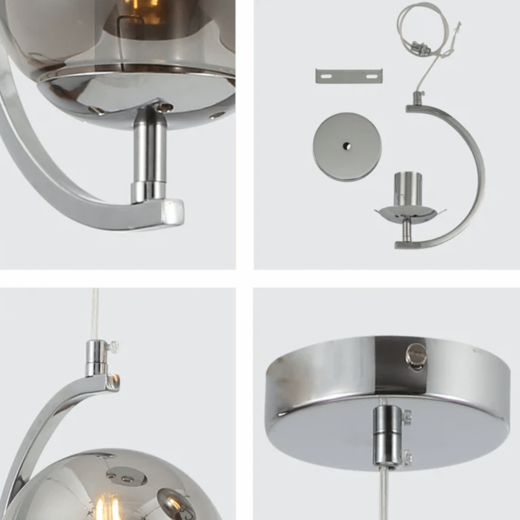 TKLD Pendant & Chandeliers Amber Glass Globe Crescent Chrome Modern Ceiling Pendant Light - 1 Lamp