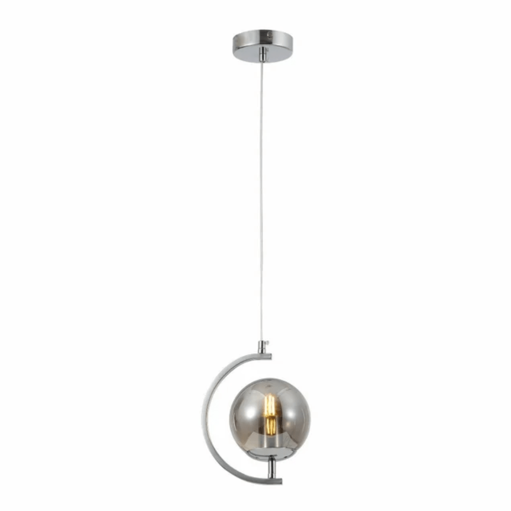 TKLD Pendant & Chandeliers Amber Glass Globe Crescent Chrome Modern Ceiling Pendant Light - 1 Lamp