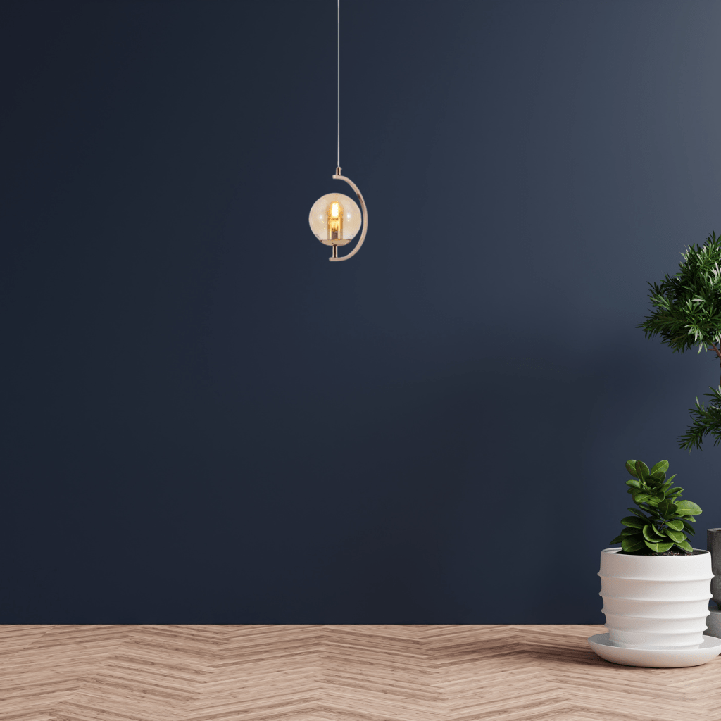 TKLD Pendant & Chandeliers Amber Glass Globe Crescent Gold Modern Ceiling Pendant Light - 1 Lamp