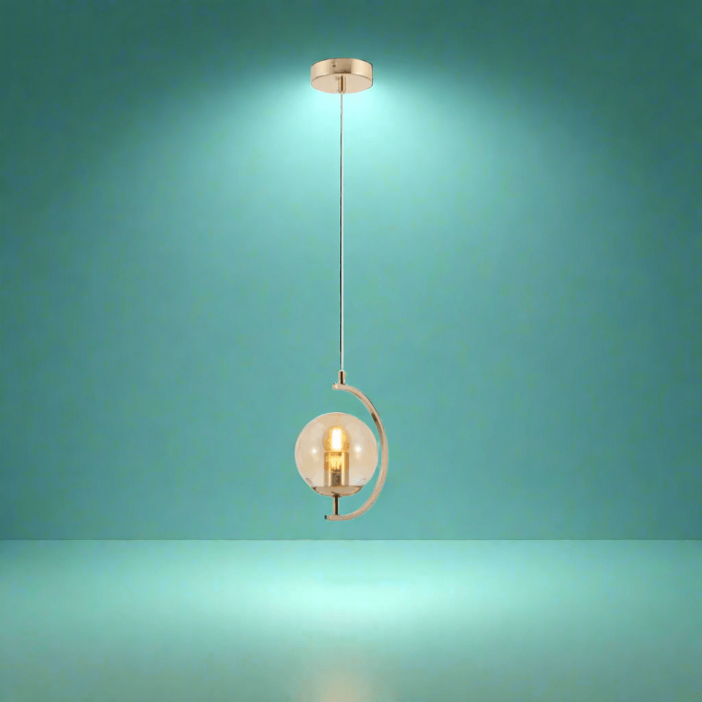 TKLD Pendant & Chandeliers Amber Glass Globe Crescent Gold Modern Ceiling Pendant Light - 1 Lamp
