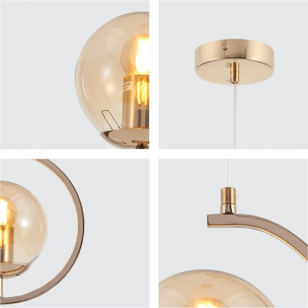 TKLD Pendant & Chandeliers Amber Glass Globe Crescent Gold Modern Ceiling Pendant Light - 1 Lamp