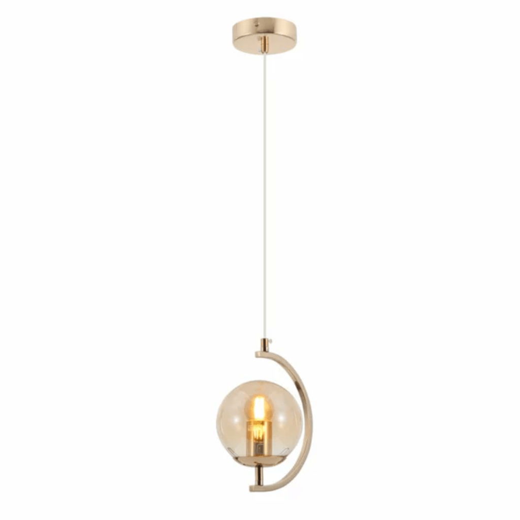 TKLD Pendant & Chandeliers Amber Glass Globe Crescent Gold Modern Ceiling Pendant Light - 1 Lamp