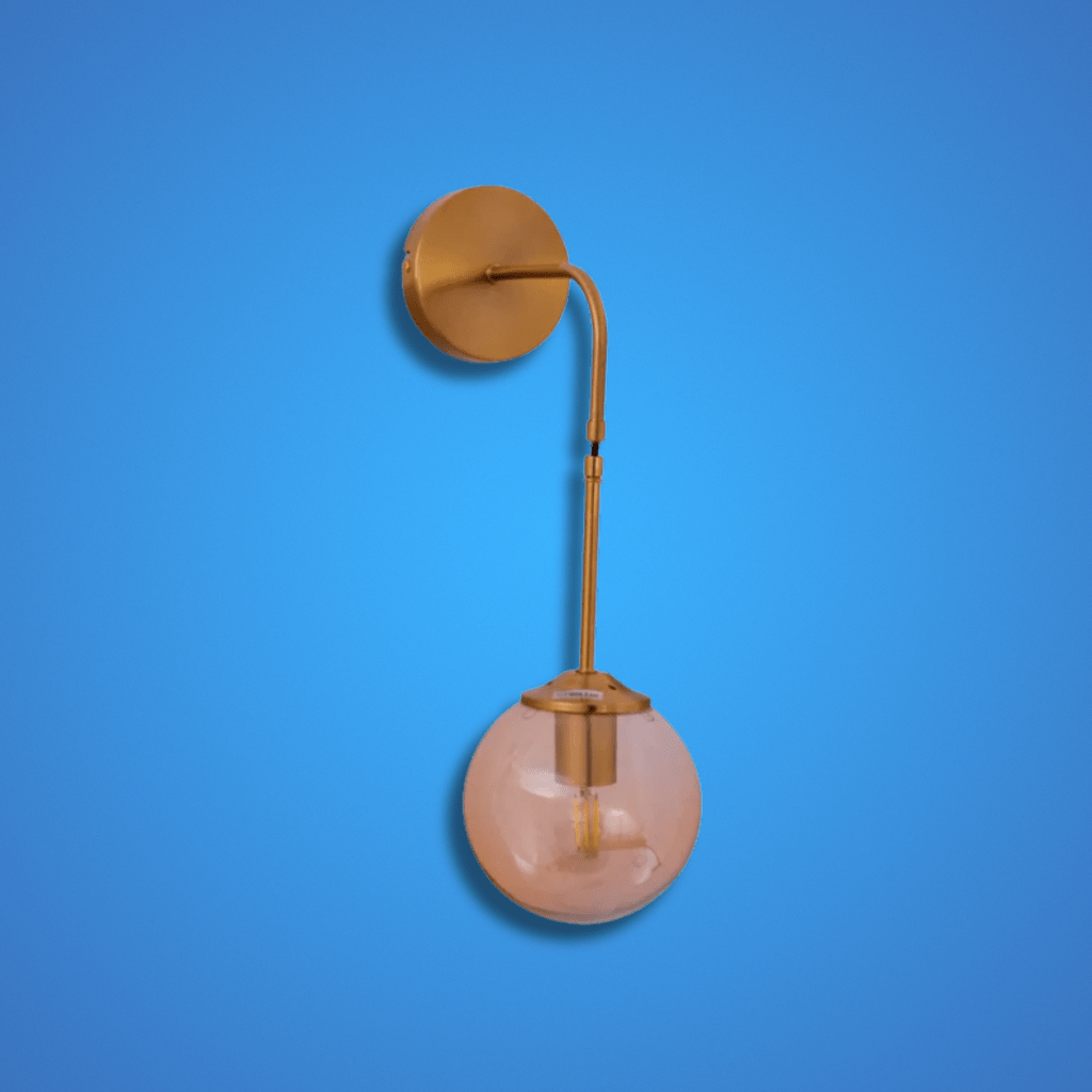 TKLD Wall & Sconce Lights Amber Glass Gold Metal Pendant Wall Light E27 Fitting