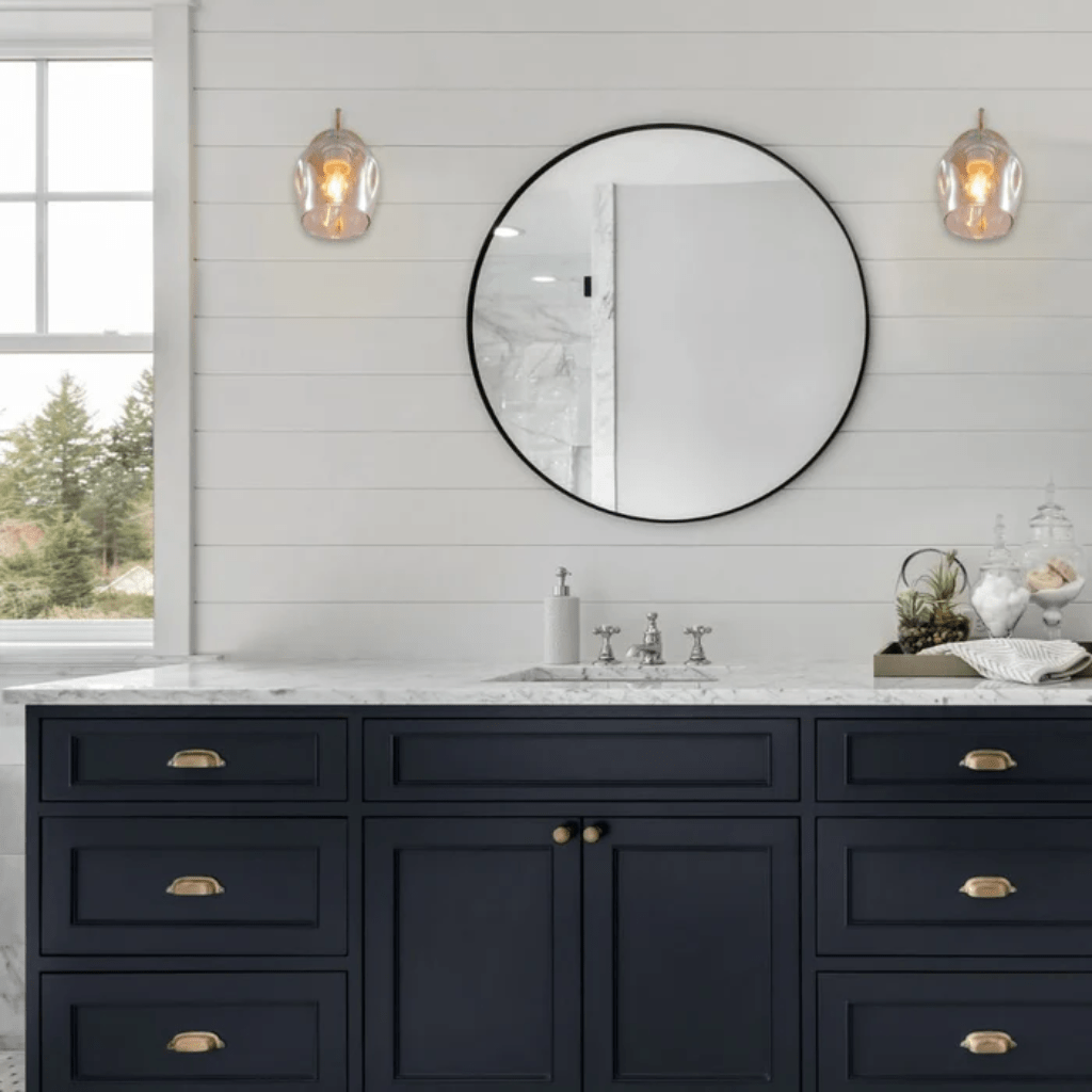 TKLD Wall & Sconce Lights Amber Glass Metallic Gold Branch Twig Modern E27 Wall Light Fitting with Pull Down Switch