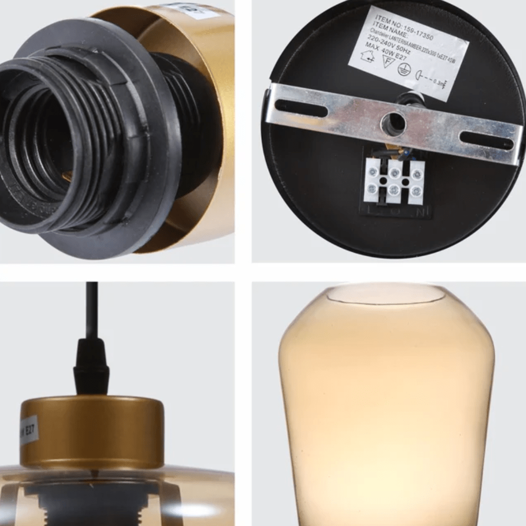 TKLD Pendant & Chandeliers Amber Glass Schoolhouse E27 Pendant Ceiling Light L