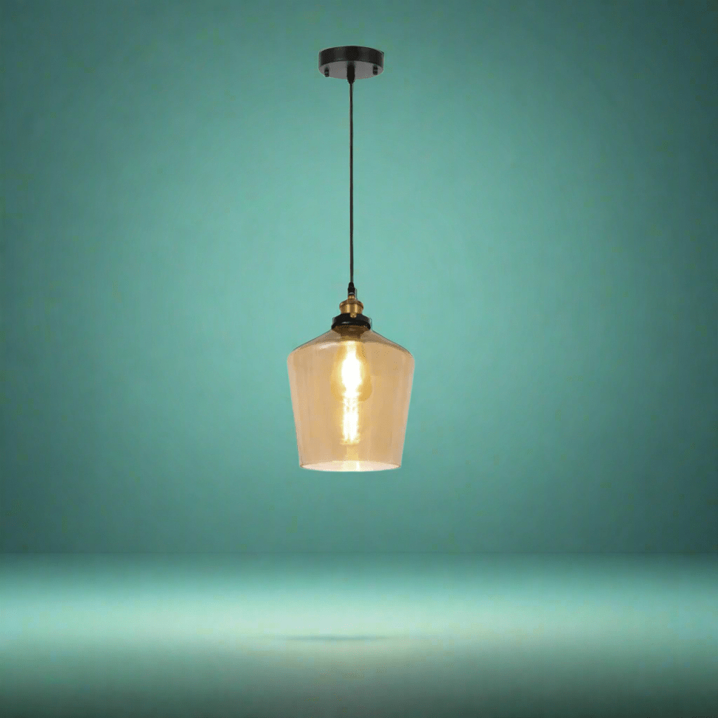 TKLD Pendant & Chandeliers Amber Glass Schoolhouse E27 Pendant Ceiling Light