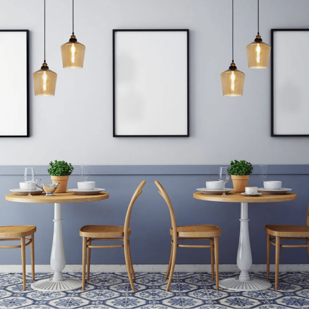 TKLD Pendant & Chandeliers Amber Glass Schoolhouse E27 Pendant Ceiling Light