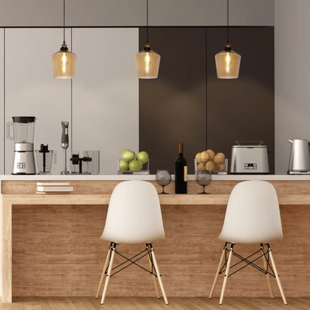 TKLD Pendant & Chandeliers Amber Glass Schoolhouse E27 Pendant Ceiling Light