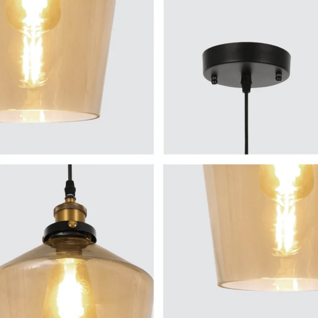 TKLD Pendant & Chandeliers Amber Glass Schoolhouse E27 Pendant Ceiling Light