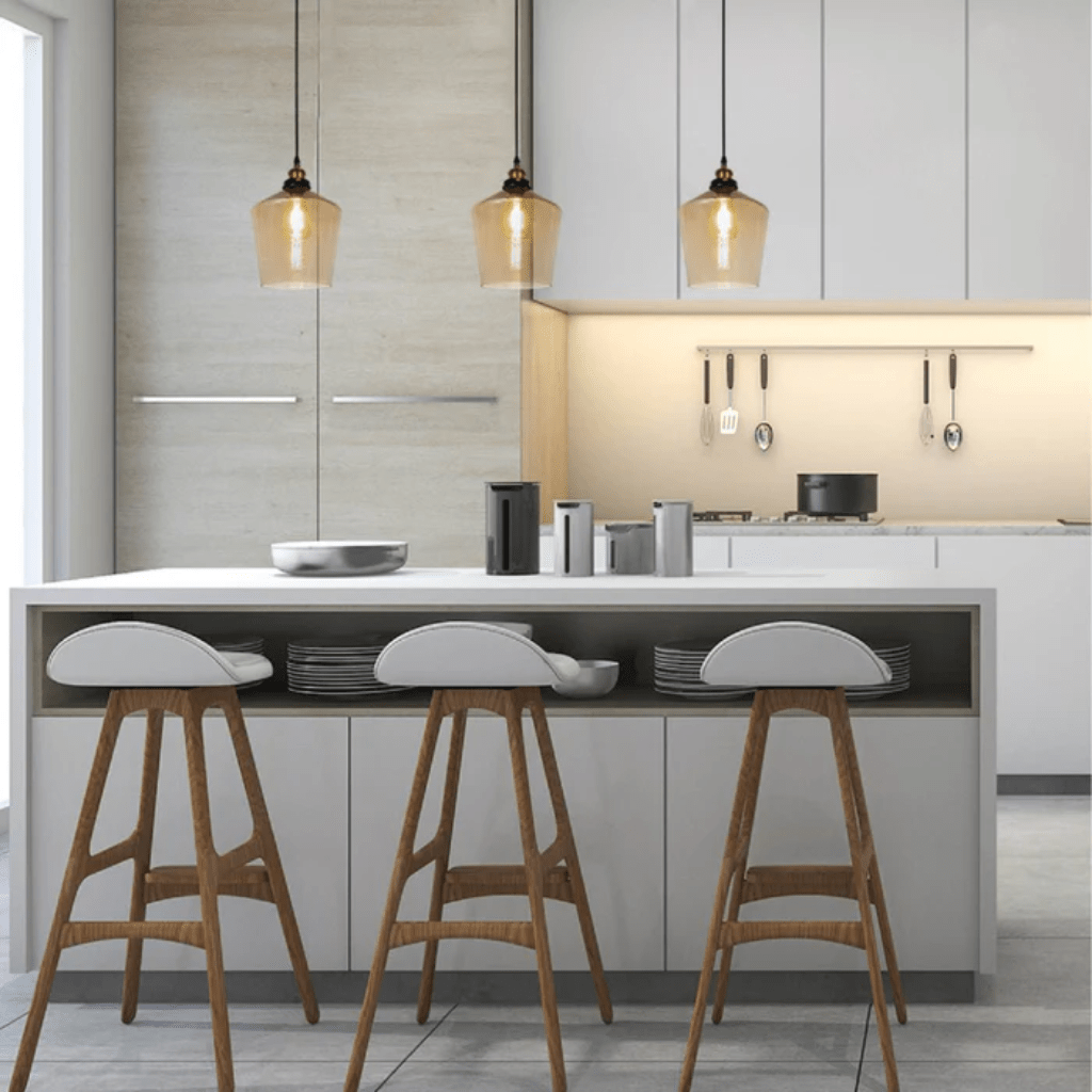 TKLD Pendant & Chandeliers Amber Glass Schoolhouse E27 Pendant Ceiling Light