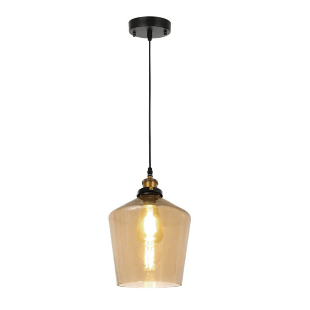 TKLD Pendant & Chandeliers Amber Glass Schoolhouse E27 Pendant Ceiling Light