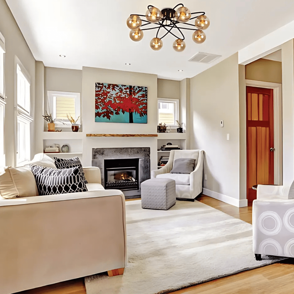 TKLD Ceiling Lights Amber Globe Glass Black Ellipse Metal Modern Semi Flush E27 Ceiling Light - 8 Lamps