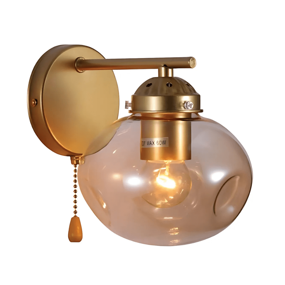 TKLD Wall & Sconce Lights Amber Globe Glass Gold Metal Vintage Retro Wall Light - 60W
