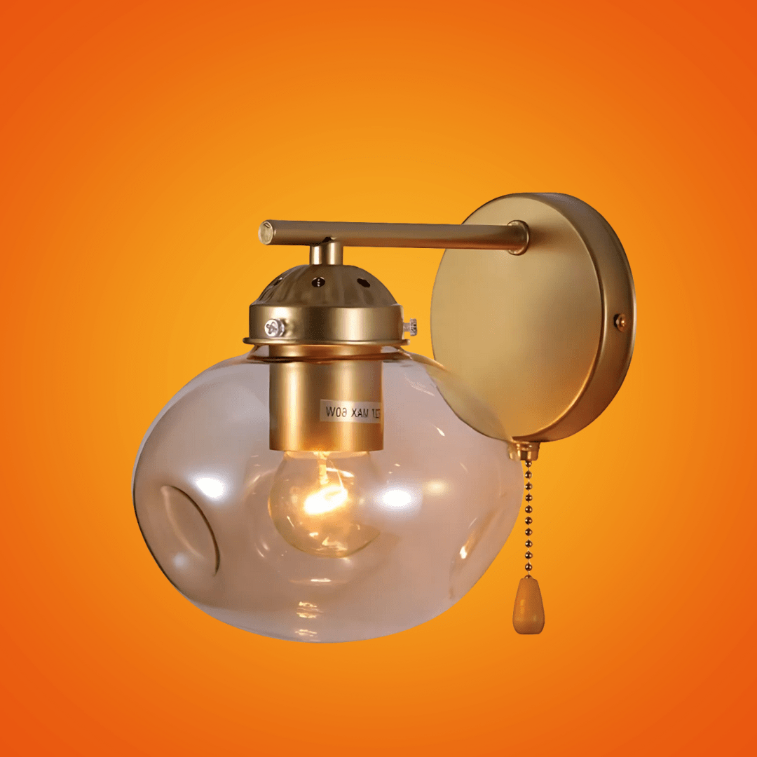 TKLD Wall & Sconce Lights Amber Globe Glass Gold Metal Vintage Retro Wall Light - 60W