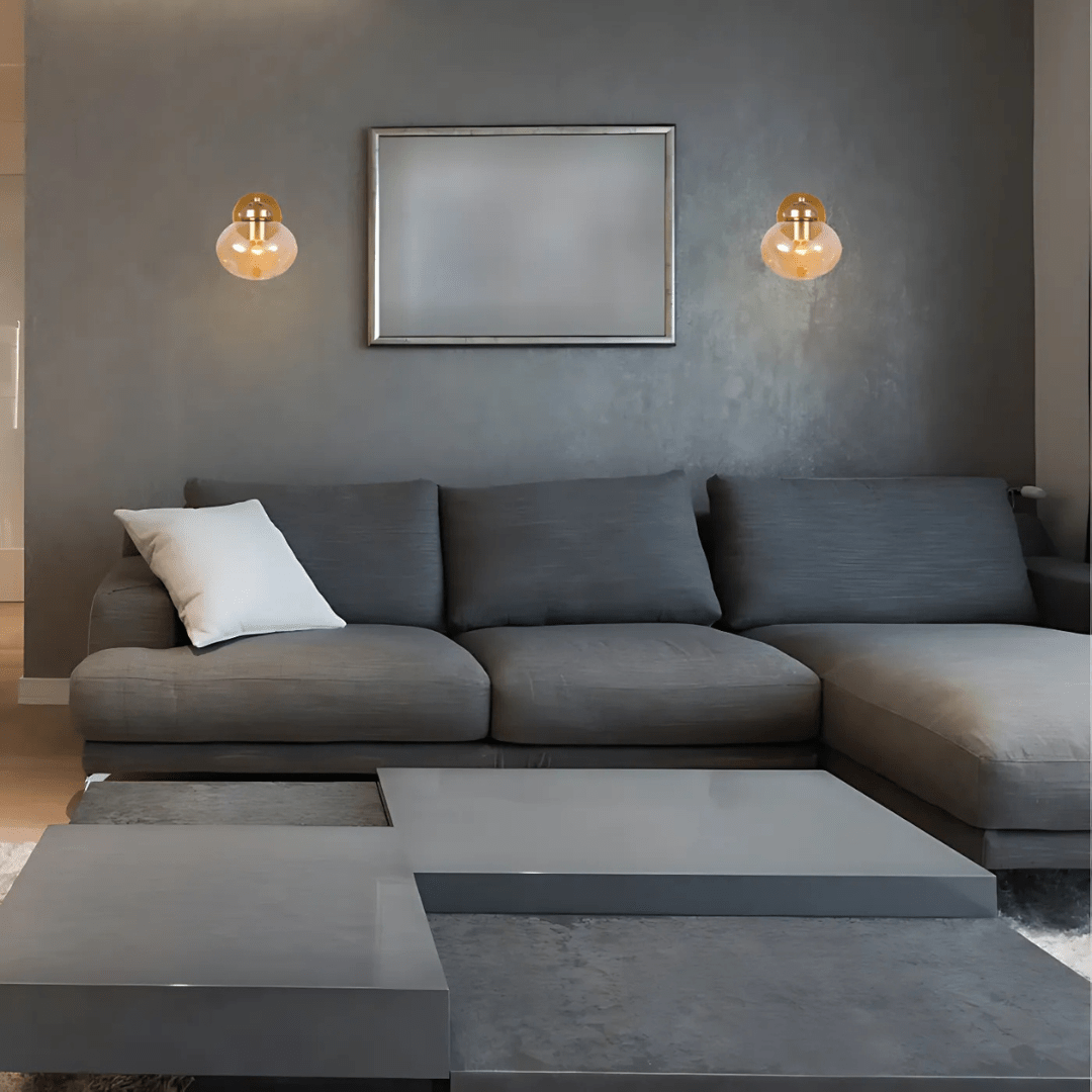 TKLD Wall & Sconce Lights Amber Globe Glass Gold Metal Vintage Retro Wall Light - 60W