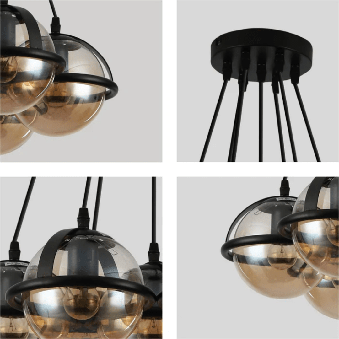 TKLD Pendant & Chandeliers Amber Globe Glasses Daisy Modern Ceiling Light 7xE27 Fittings - 40W