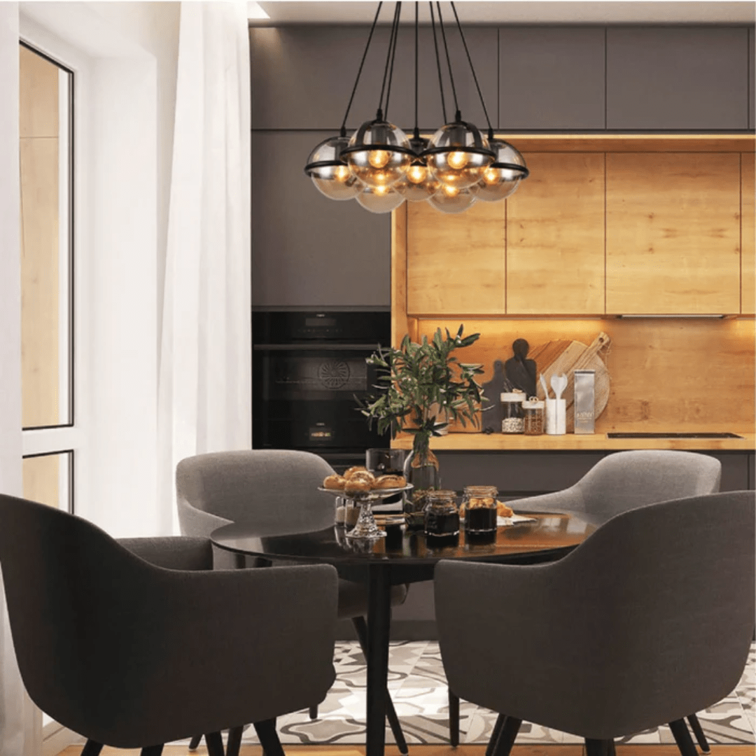 TKLD Pendant & Chandeliers Amber Globe Glasses Daisy Modern Ceiling Light 7xE27 Fittings - 40W