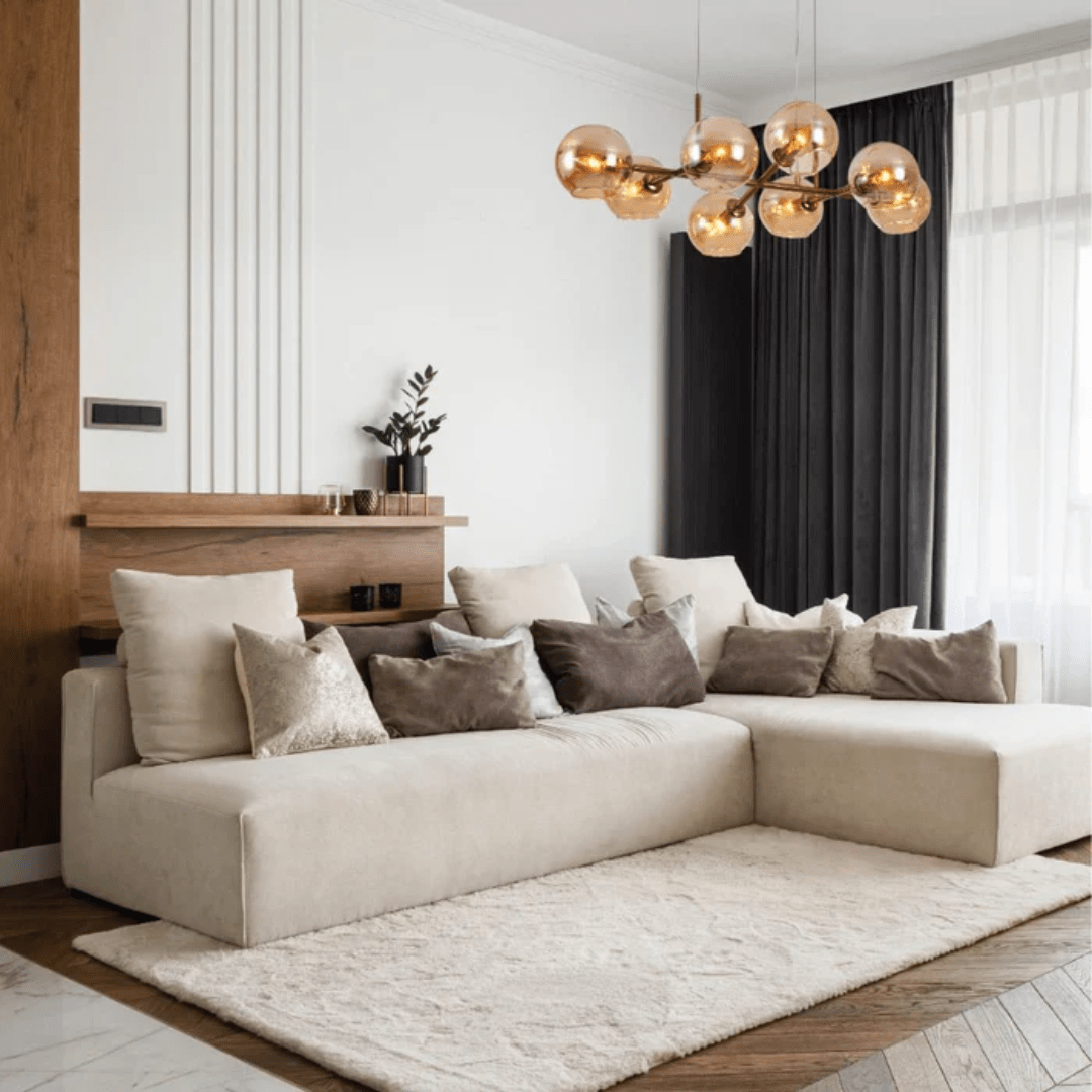 TKLD Pendant & Chandeliers Amber Globe Glasses Gold Metal Body Island Chandelier Ceiling Light 8xE14 Fittings - 40W