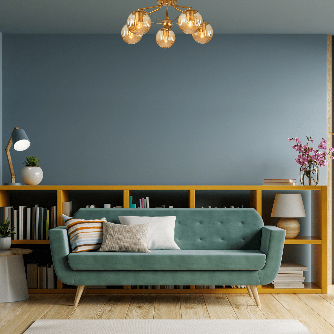 TKLD Ceiling Lights Amber Reeded 5 Lamp Globe Gold Semi Flush Ceiling Light - 40W