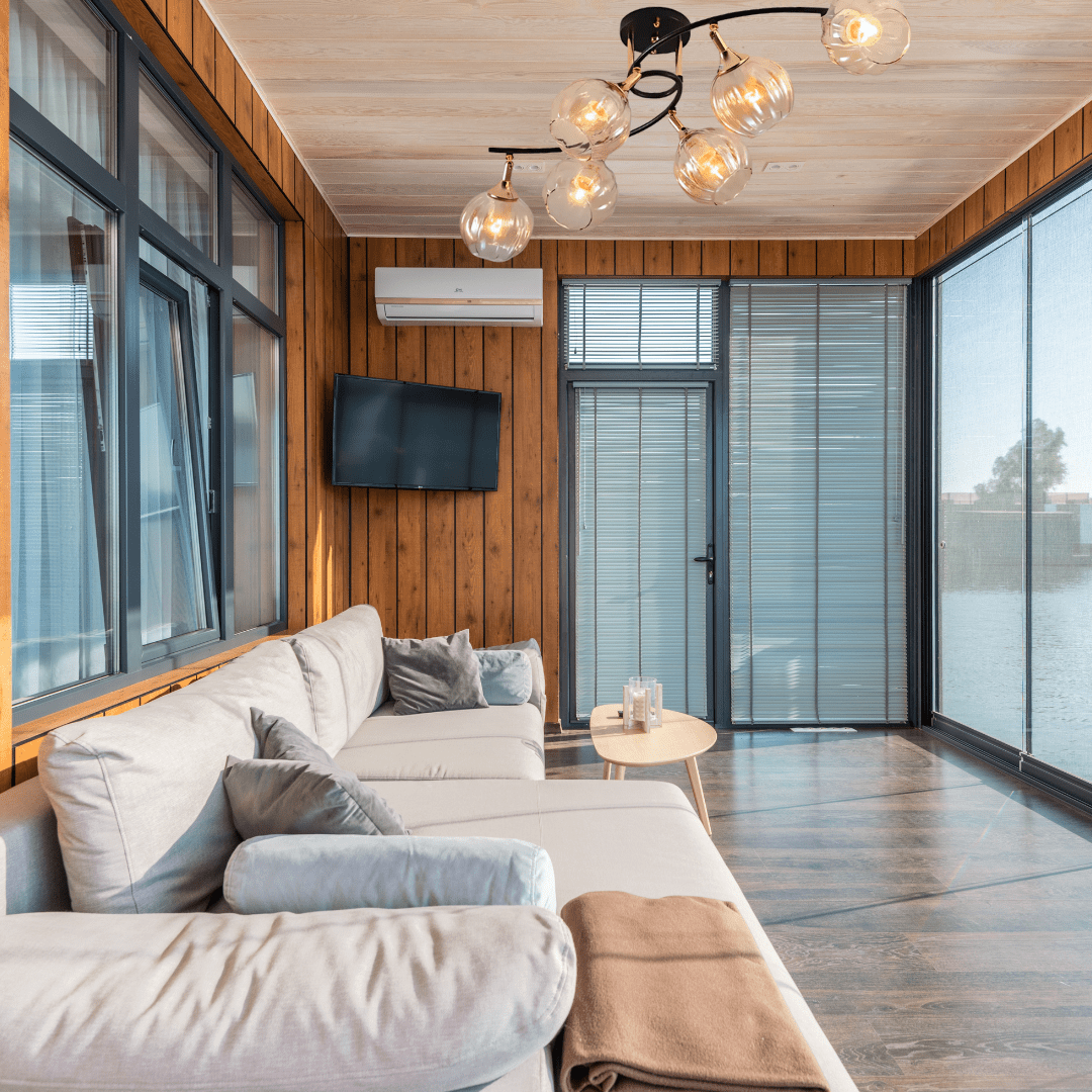 TKLD Ceiling Lights Amber Reeded 6 Lamp Globe Glass Vintage Retro Semi Flush Ceiling Light - 40W