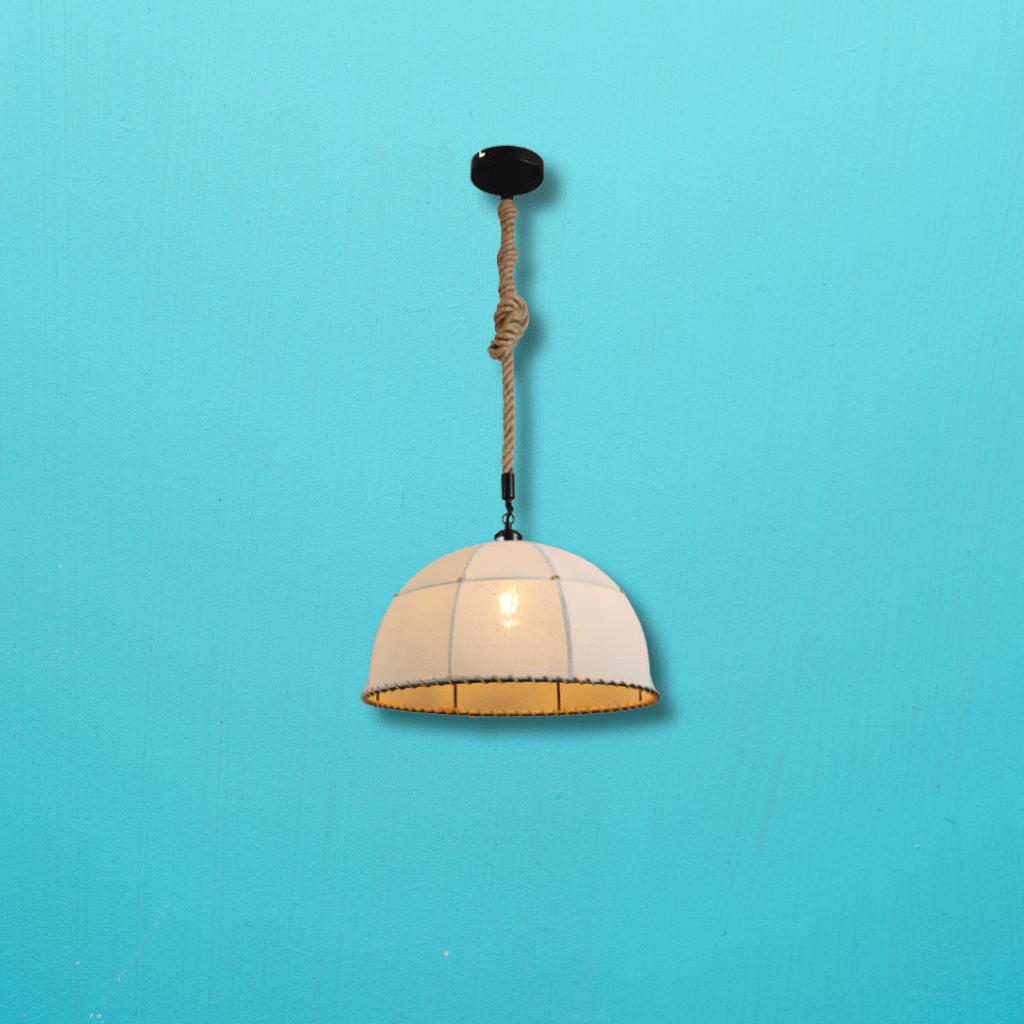 TKLD Pendant & Chandeliers American Country Antique Hemp Rope Ecru Fabric Pendant Light