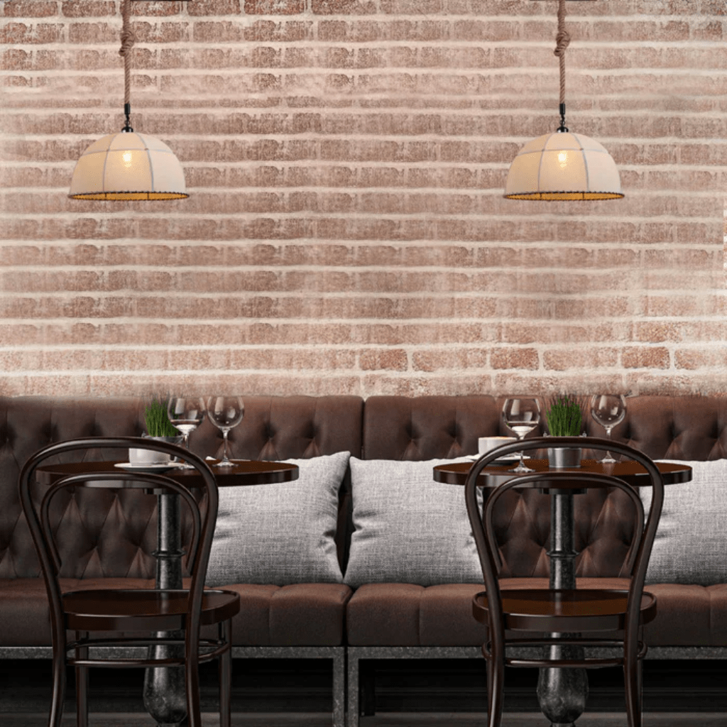 TKLD Pendant & Chandeliers American Country Antique Hemp Rope Ecru Fabric Pendant Light