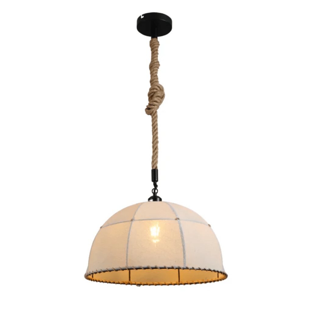 TKLD Pendant & Chandeliers American Country Antique Hemp Rope Ecru Fabric Pendant Light