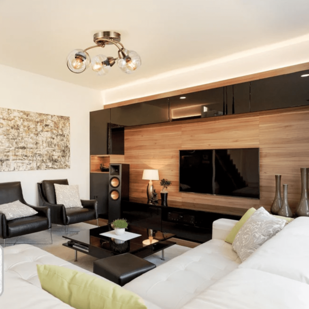 TKLD Ceiling Lights Antique Brass Amber Glass Semi Flush E14 Ceiling Light - 3 Lamps