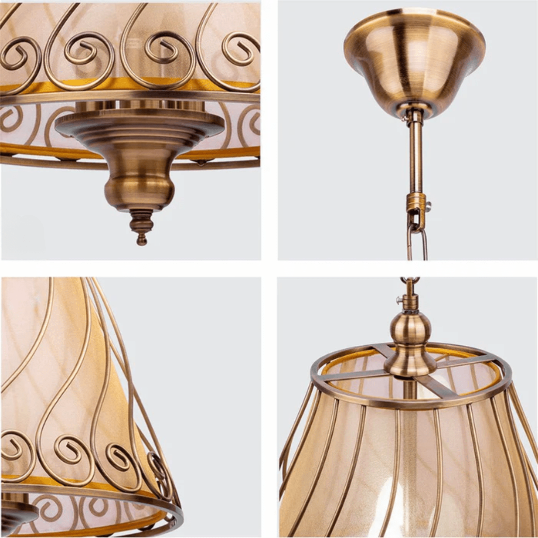TKLD Pendant & Chandeliers Antique Brass Caged Frustum Chandelier Pendant Ceiling Light 3xE14 - 40W