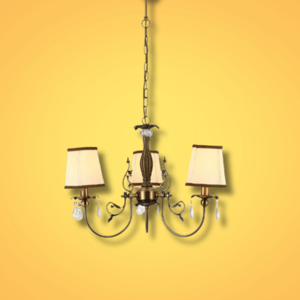 TKLD Pendant & Chandeliers Antique Brass Finishing Off White Shade Candle Vintage Crystal E14 Ceiling Light