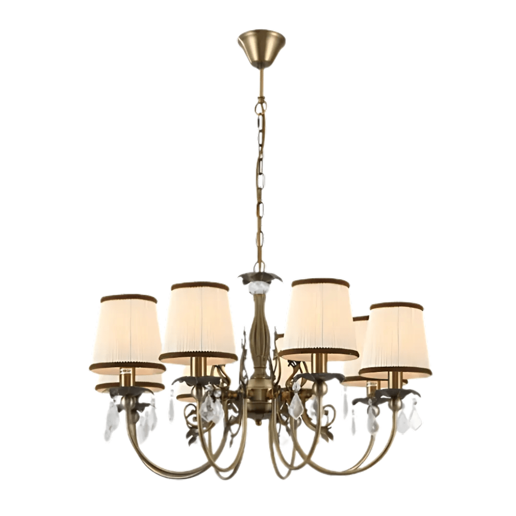 TKLD Pendant & Chandeliers Antique Brass Finishing Off White Shade Candle Vintage Crystal E14 Ceiling Light
