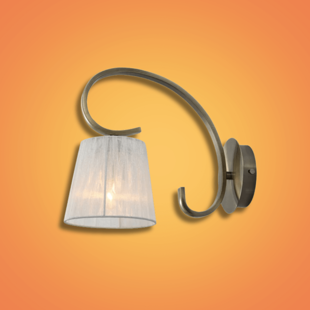 TKLD Wall & Sconce Lights Antique Brass Metal Body Rice White Fabric Shade Lantern Wall Light