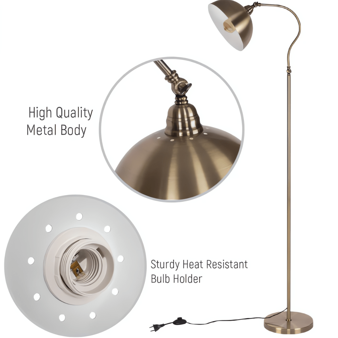 TKLD Table & Floor Lamps Antique Brass Metal Dome Shade Floor Lamp - 40W