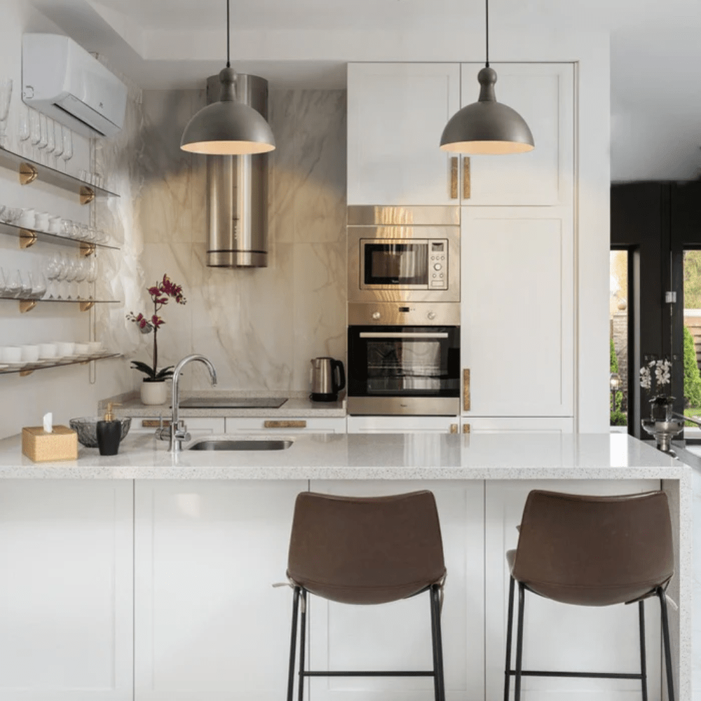 TKLD Pendant & Chandeliers Antique Grey Brass Dome Metal E27 Pendant Ceiling Light - D380