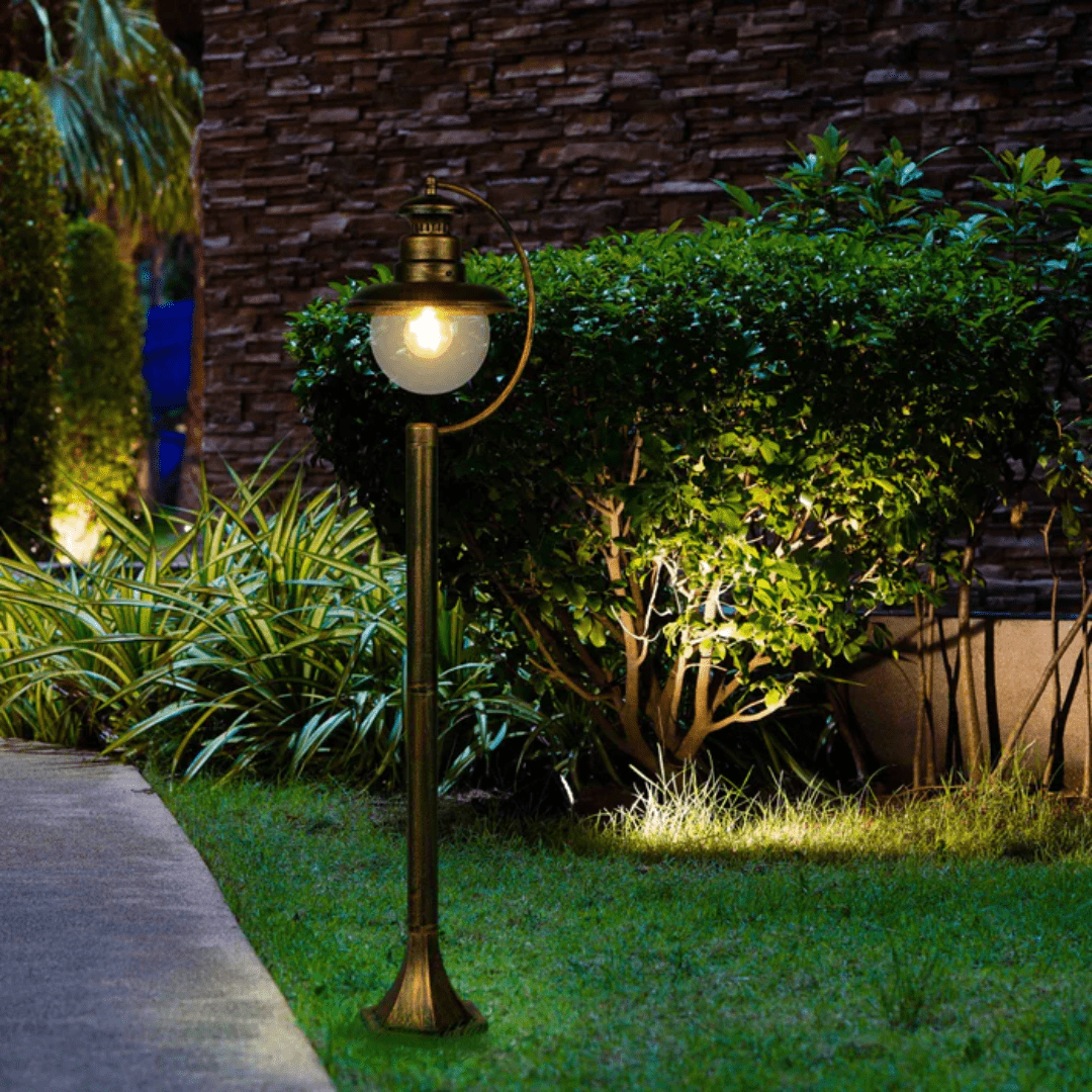 TKLD Outdoor Lighting Artu Black And Gold Outdoor Pathway Bollard Lawn Light - 40W