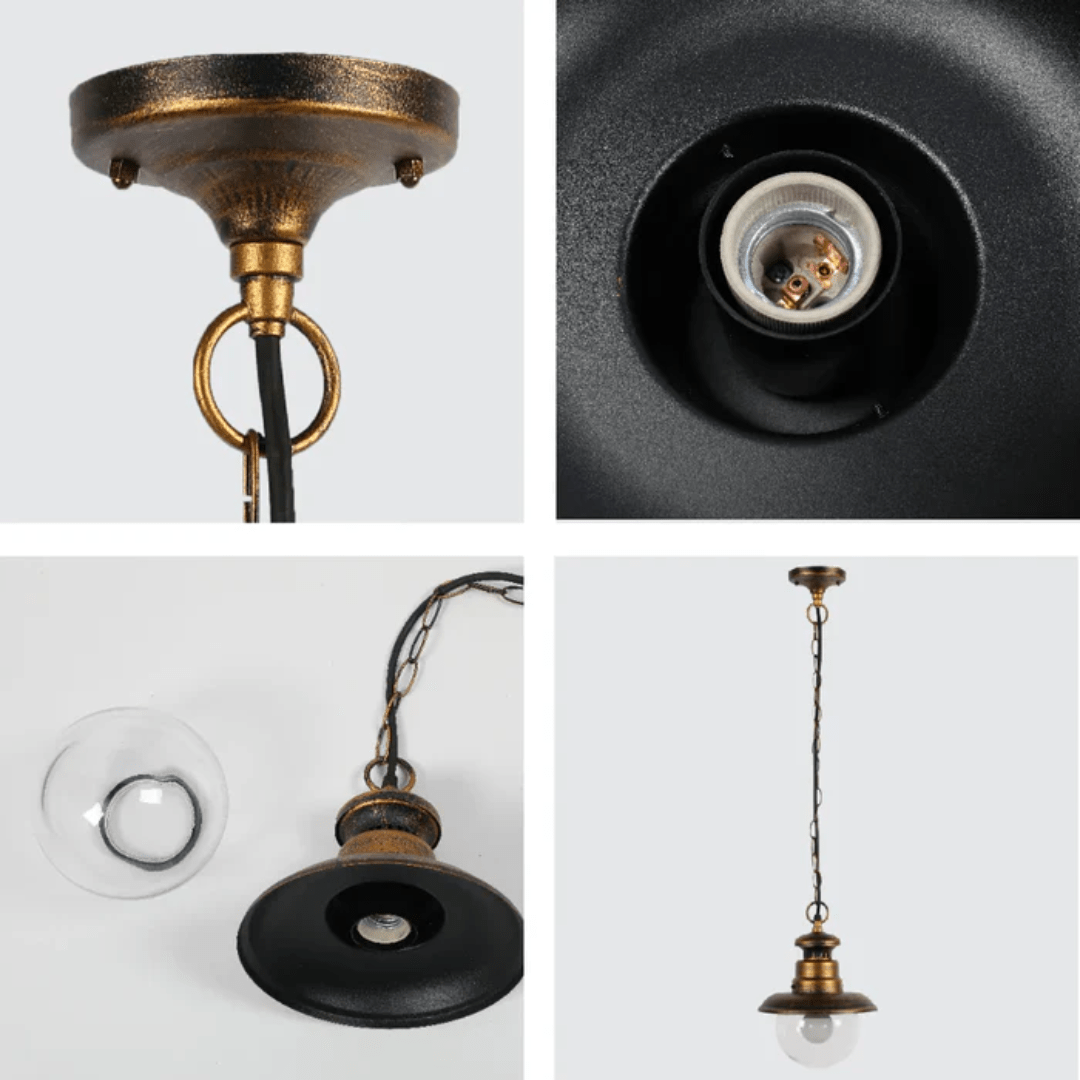 TKLD Pendant & Chandeliers Artu Black With Golden E27 Outdoor Pendant Lamp