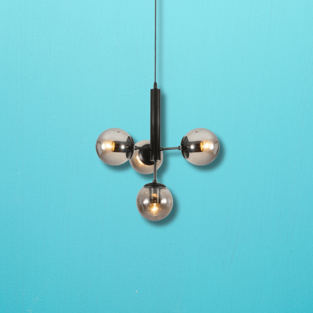TKLD Pendant & Chandeliers Atom Model Smoky Globe Glass Metal Body E27 Ceiling Pendant Light