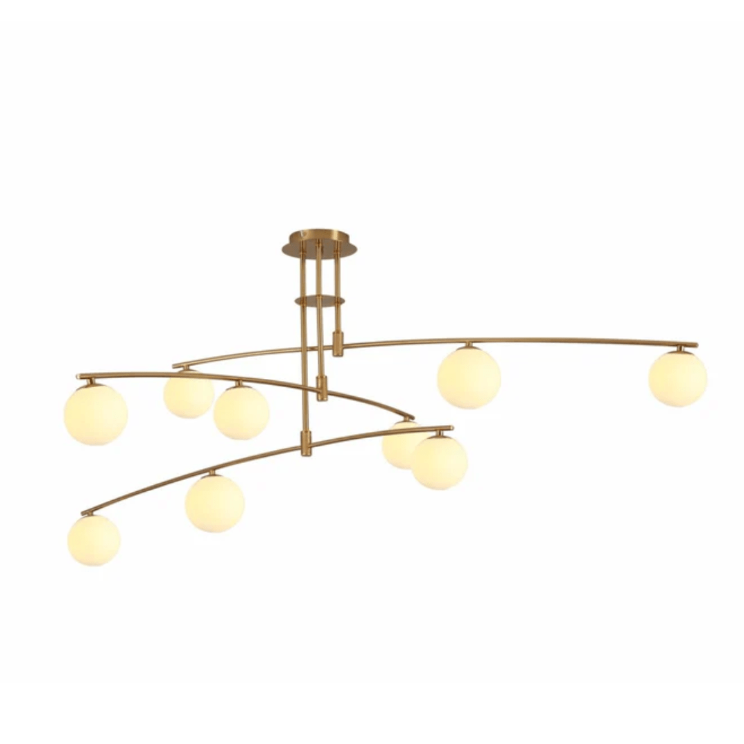 TKLD Pendant & Chandeliers Balanced Palm Opal 9 Globes and Gold Body Modern Chandelier Ceiling Light - 3W