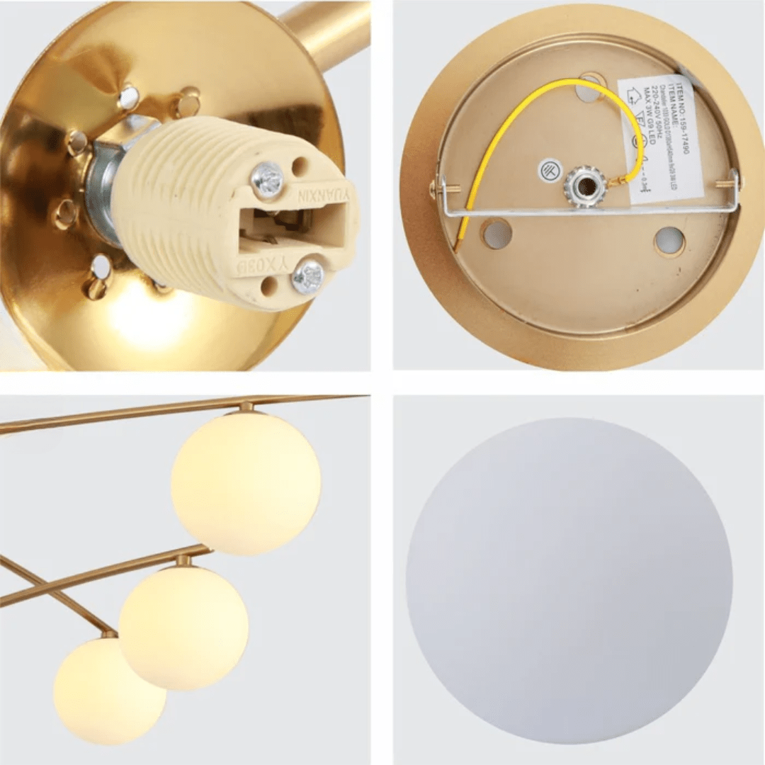 TKLD Pendant & Chandeliers Balanced Palm Opal 9 Globes and Gold Body Modern Chandelier Ceiling Light - 3W